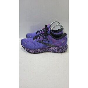 Brooks Ghost 14 Purple Leopard Print Running Shoes Womens Size 7.5 B 1203561B578